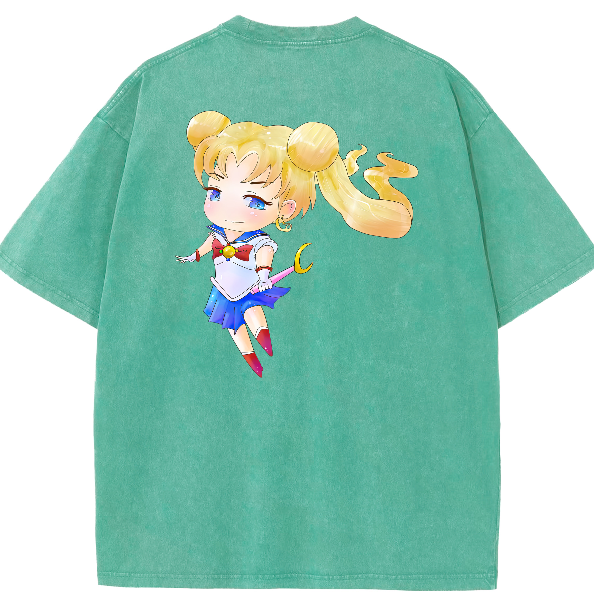 （画像用） 美少女戦士セーラームーン 愛野 美奈子 あいの みなこ Sailor Moon Aino Minako 綿100% ヴィンテージ風 半袖Tシャツ（背面プリント）